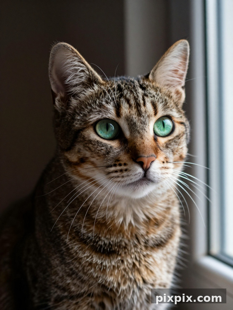 Elegantes Katzenporträt im Fensterlicht - Animal