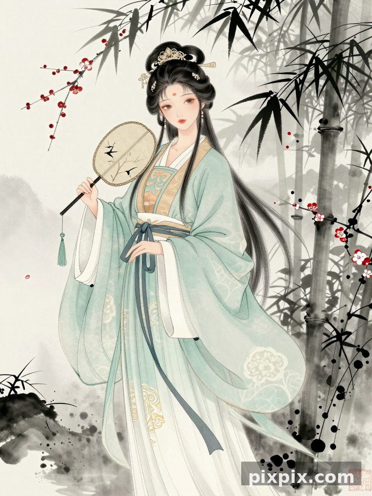 Donzela de Estilo Antigo em Hanfu - Anime