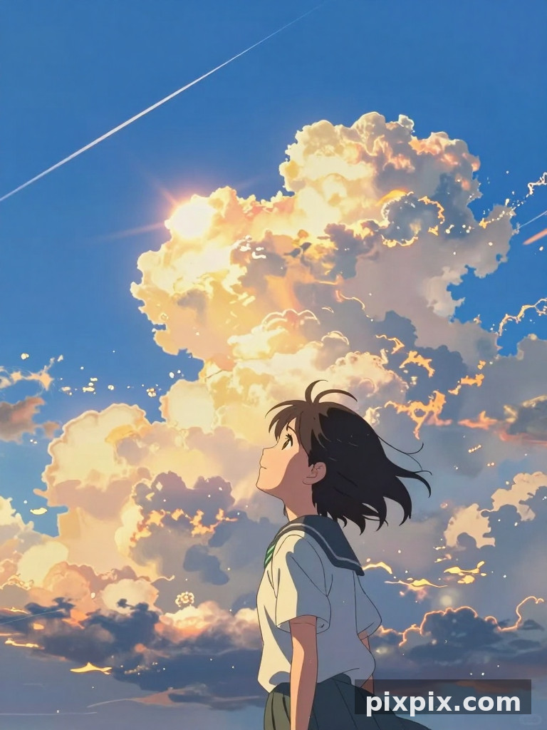 新海风格的天空与航迹云 - 二次元