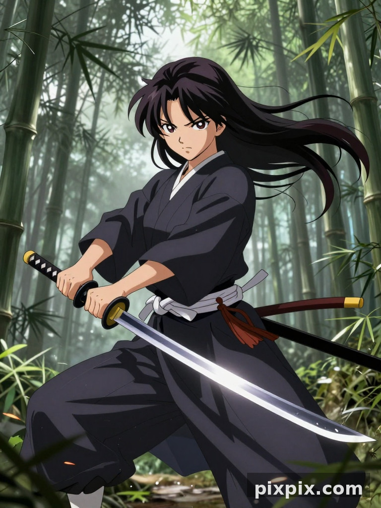 女武士在竹林中 - 二次元