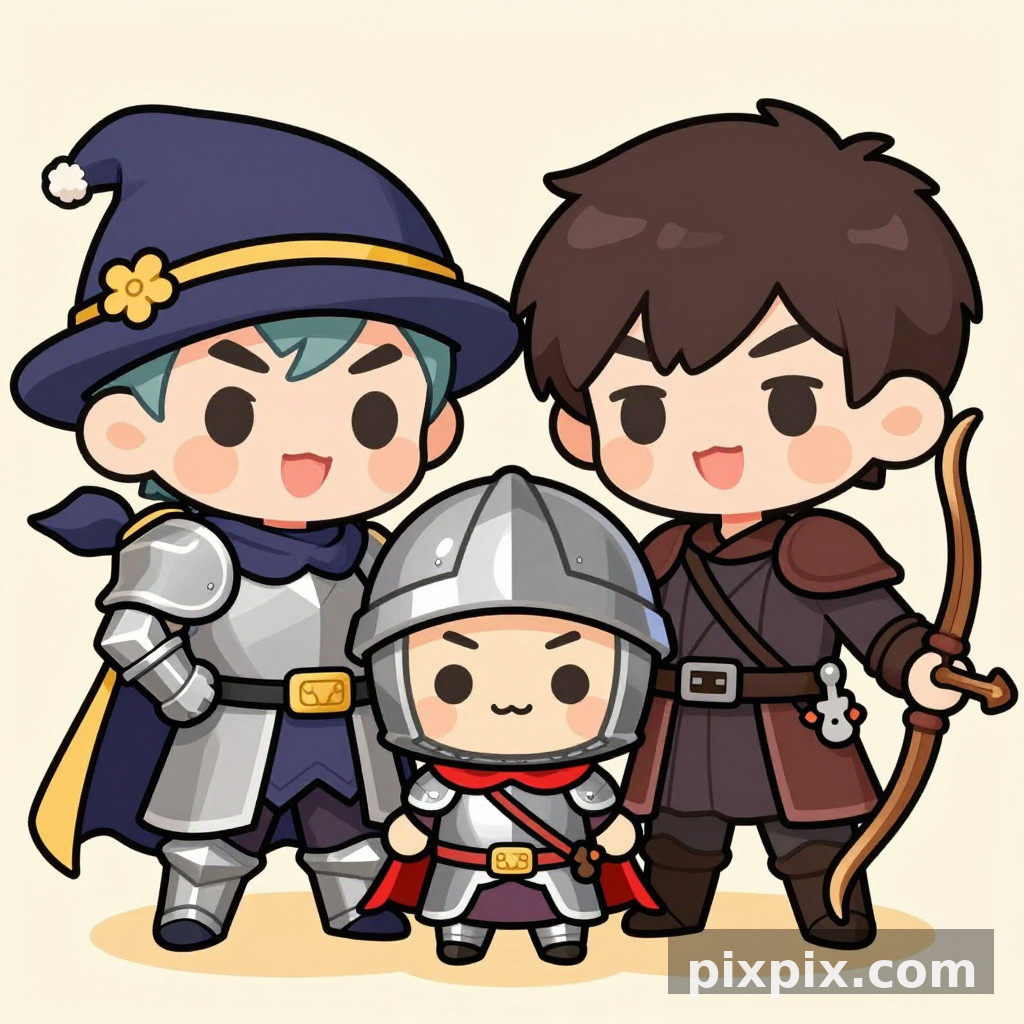 Trio de Aventureiros Chibi - Anime