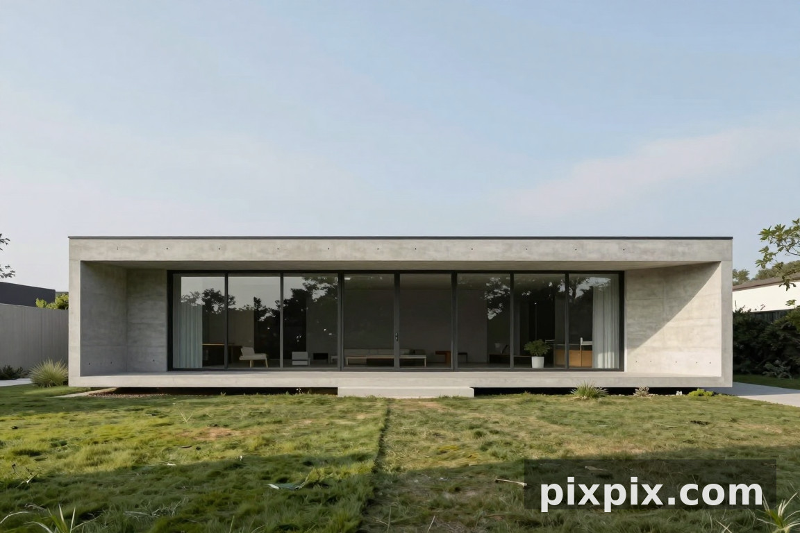 Minimalistisches Betonhaus bei Tageslicht - Architecture