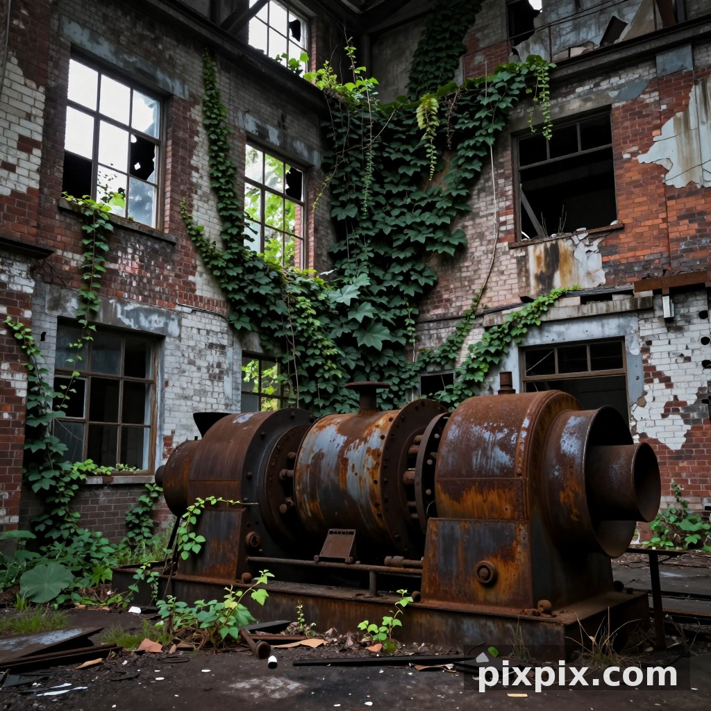 Usine abandonnée envahie par la végétation - Architecture