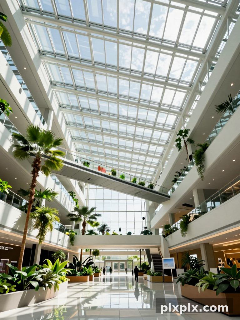 Atrium en verre en plein jour - Architecture