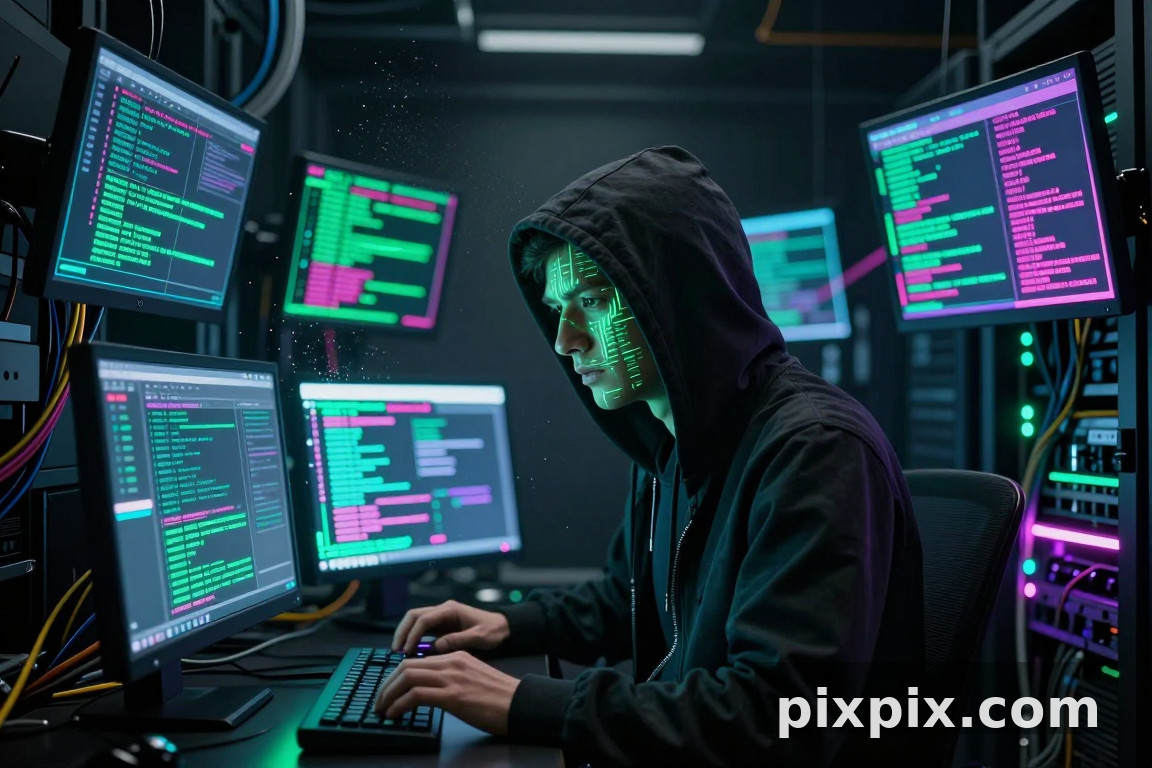 Hacker no Covil de Servidores - Cyberpunk