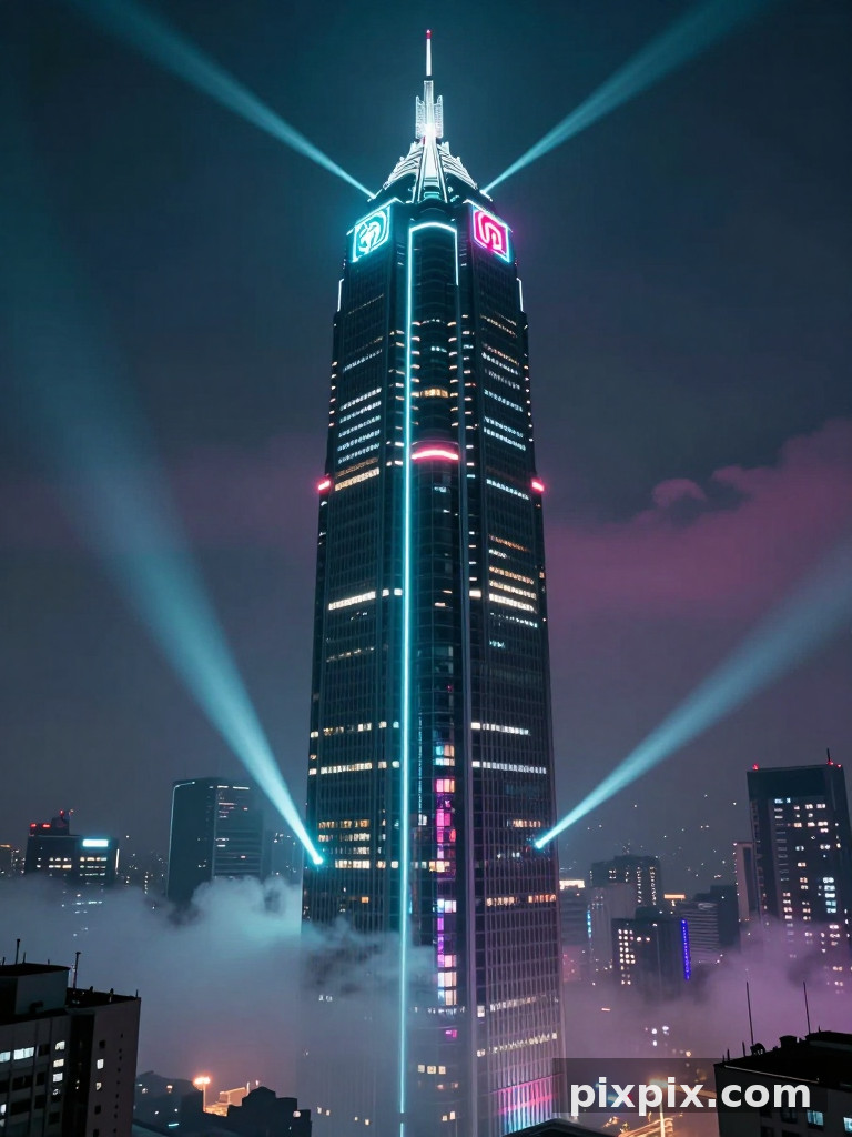 Torre aziendale di notte - Cyberpunk