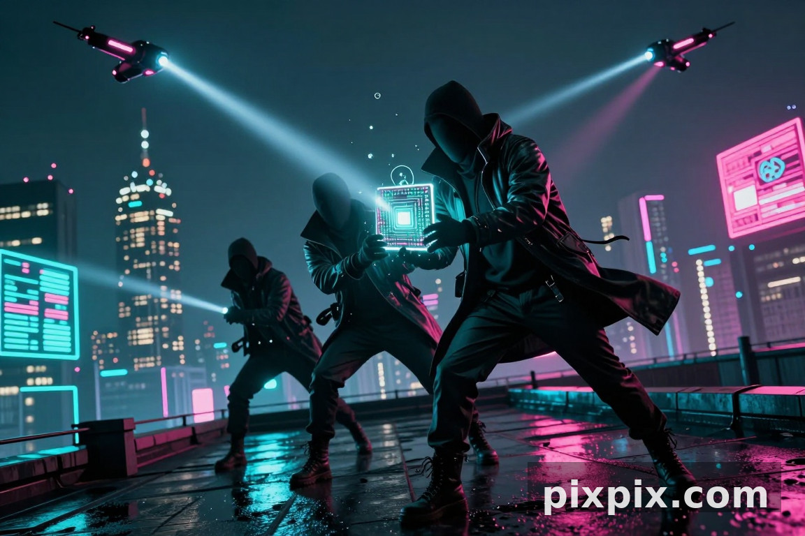 Fuga sul tetto dopo il colpo - Cyberpunk