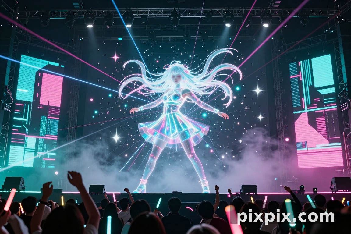 Concerto di idol olografico - Cyberpunk