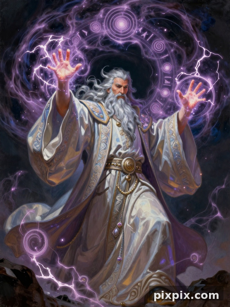 大法师施放奥术风暴 - 奇幻