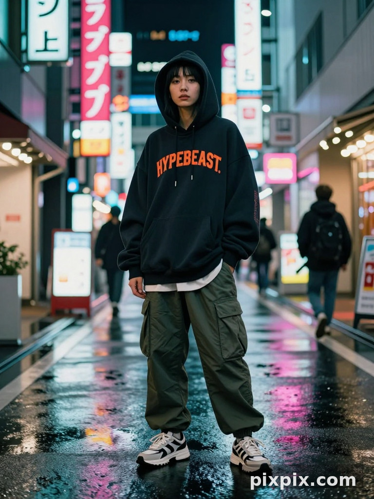 Neon Tokyo Streetwear Night - Fashion