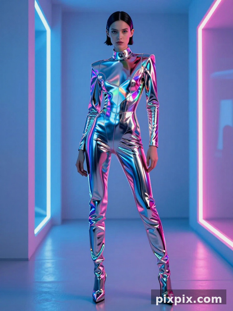 Moda Futurista Cyberpunk Cromada - Fashion