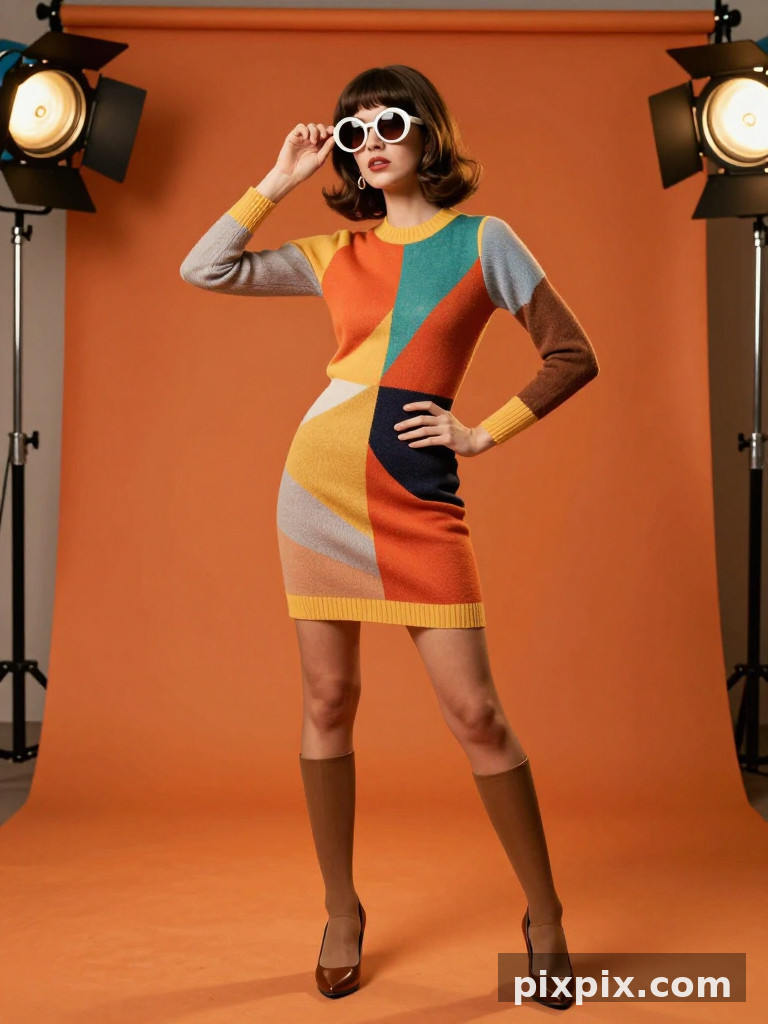 Pop de color mod de los 70 en estudio - Fashion