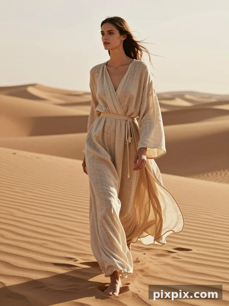 Эдиториал многослойного льна пустынного кочевника - Fashion