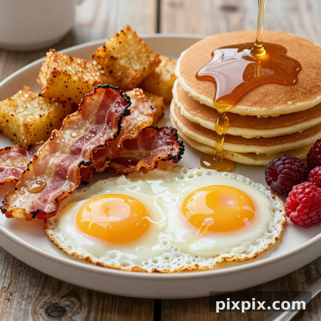 Abundante plato de desayuno americano - Food