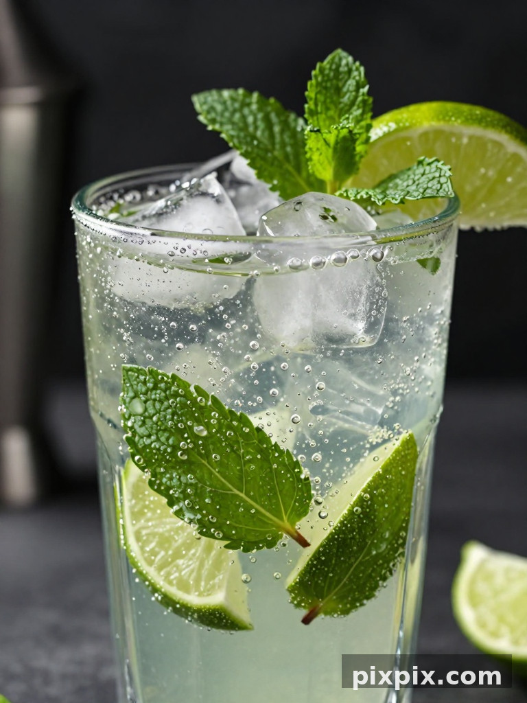 Macro de cóctel mojito con menta fresca - Food