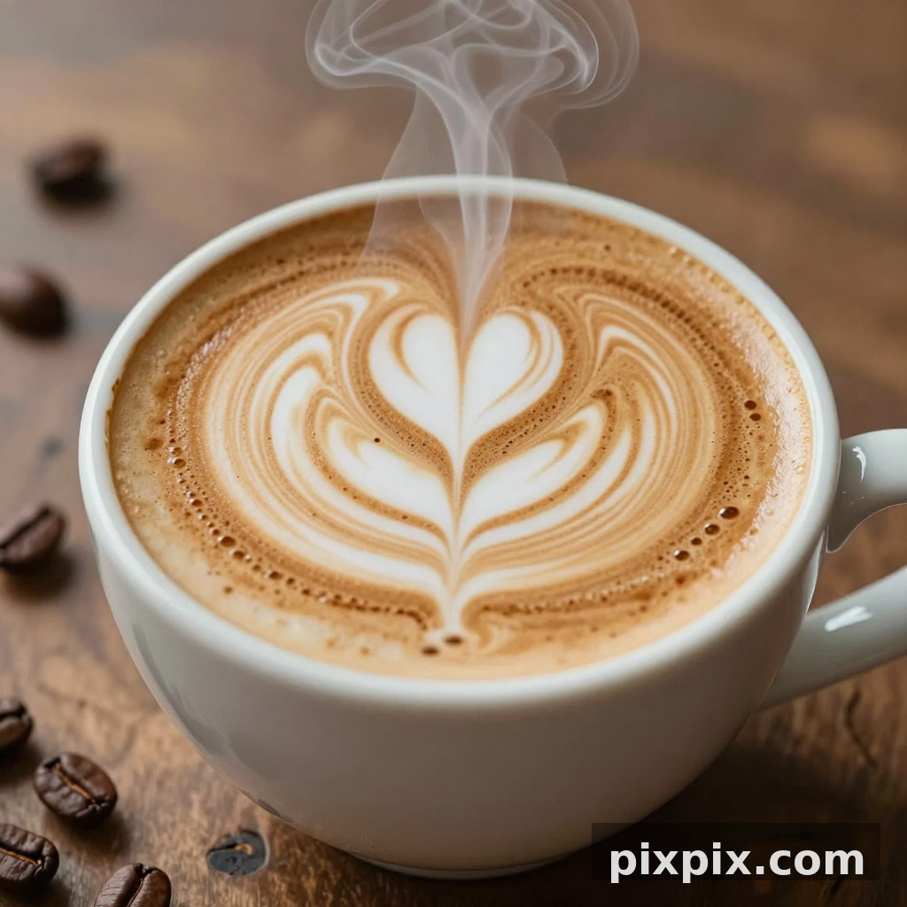 Macro de café con corazón de latte art - Food
