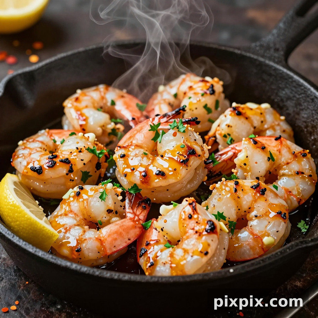 Macro de gambas a la parrilla con mantequilla de ajo - Food
