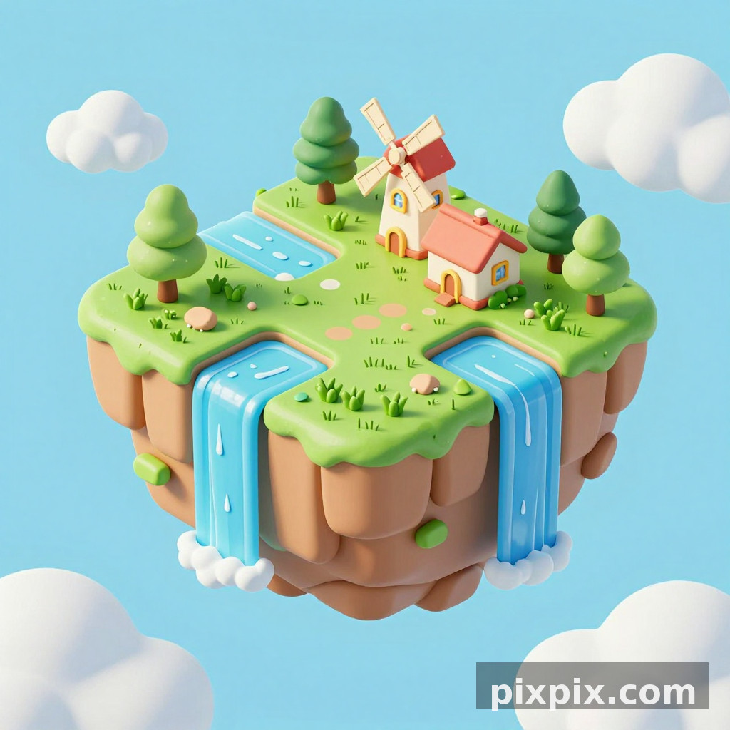 等距漂浮天空岛 - 游戏美术