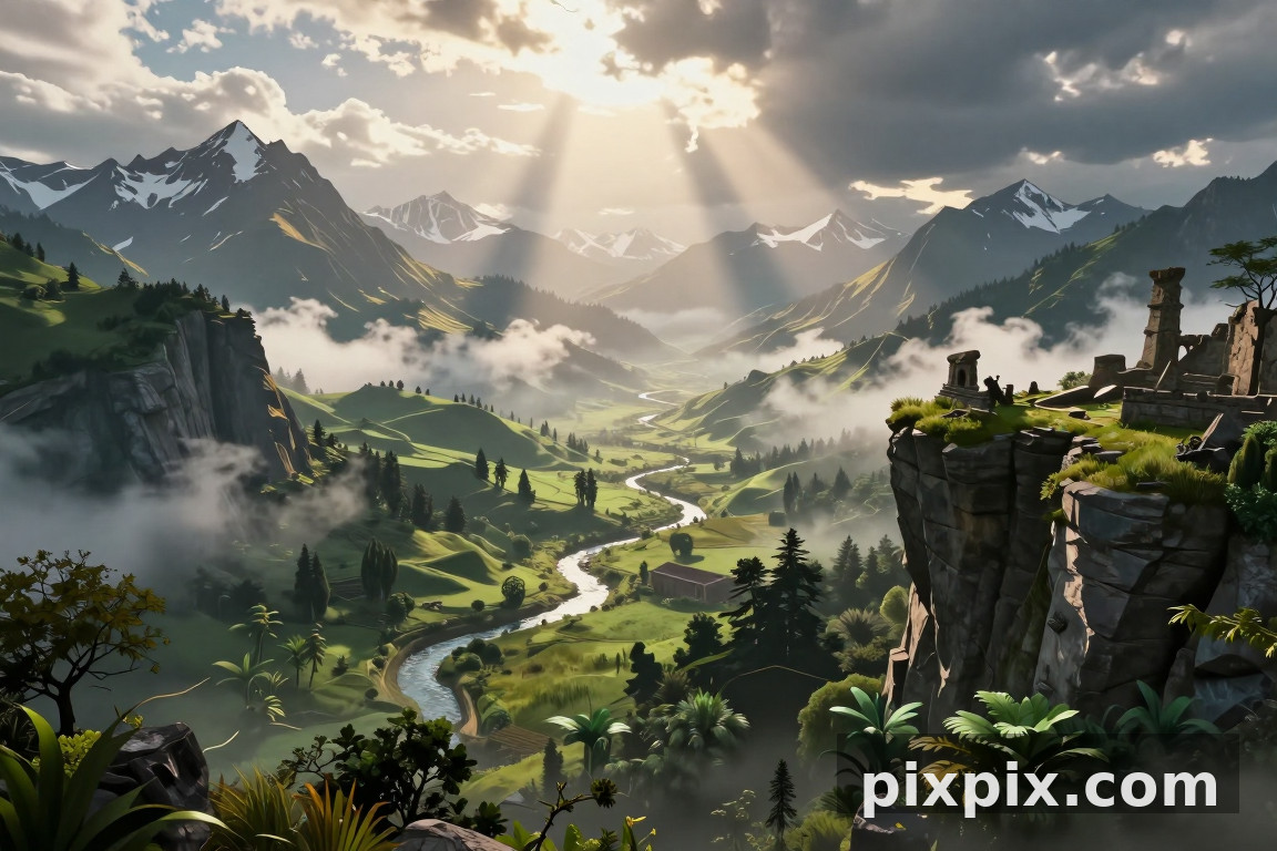 开放世界迷雾山景 - 游戏美术
