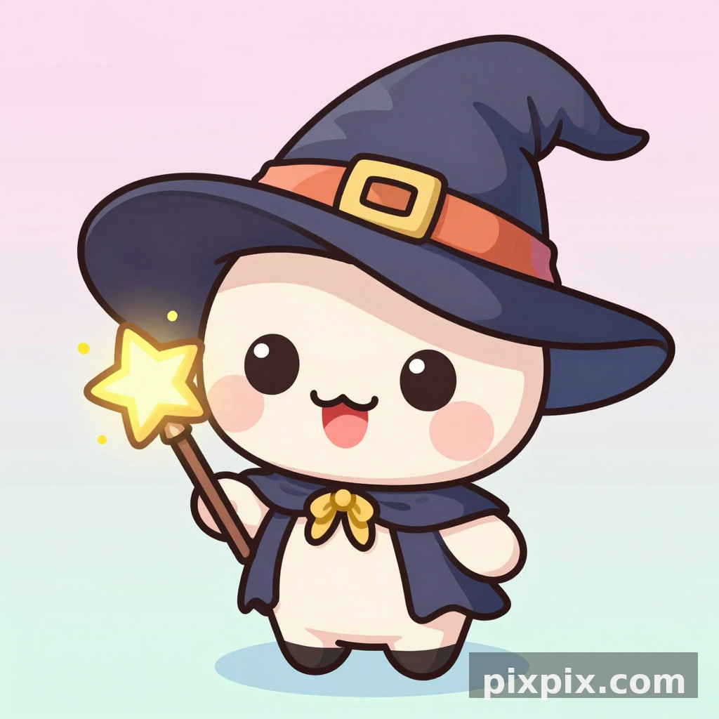 Personaggio mascotte mago chibi - Game Art
