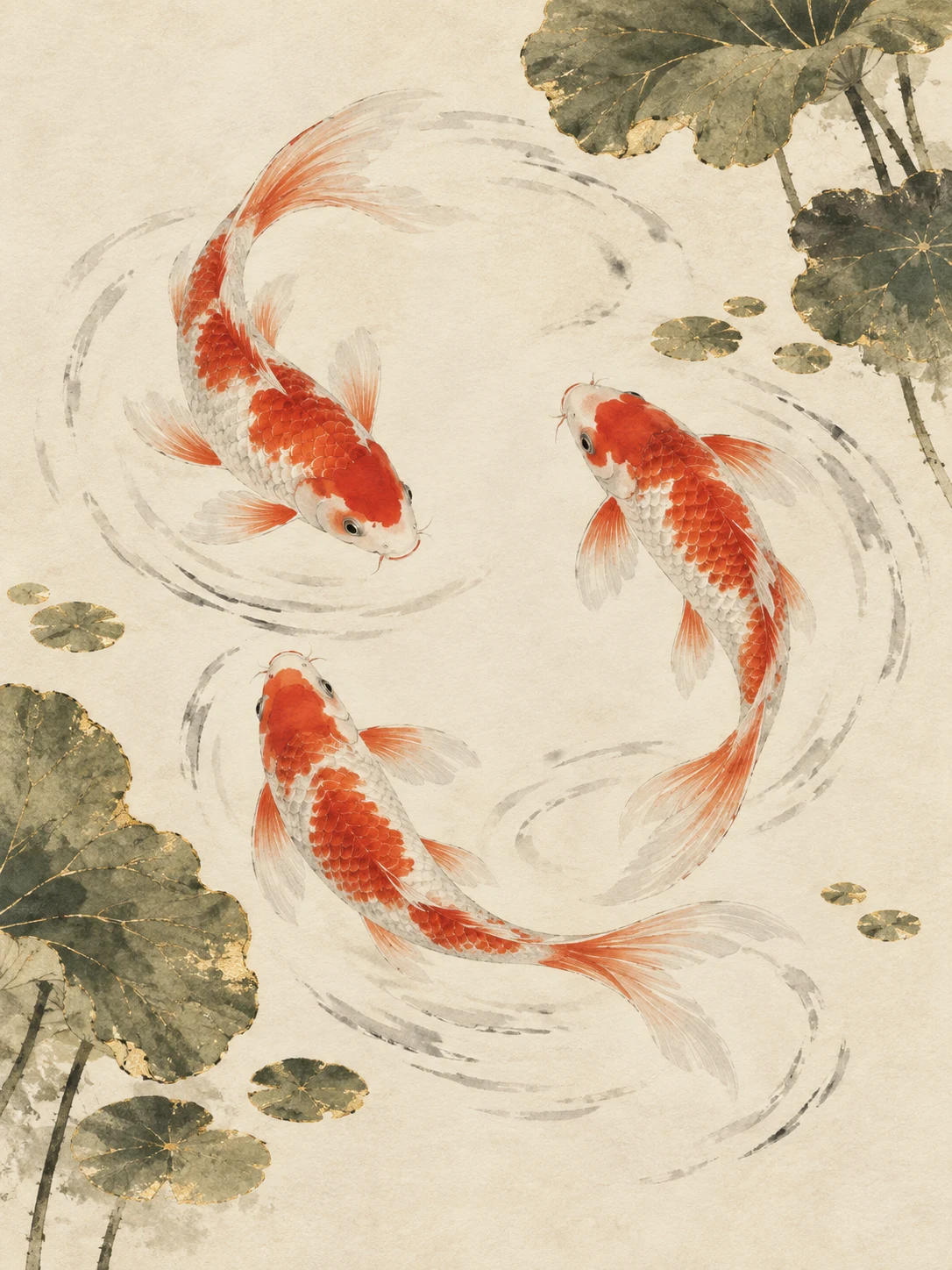 朱砂锦鲤与墨色涟漪 - 国风古风