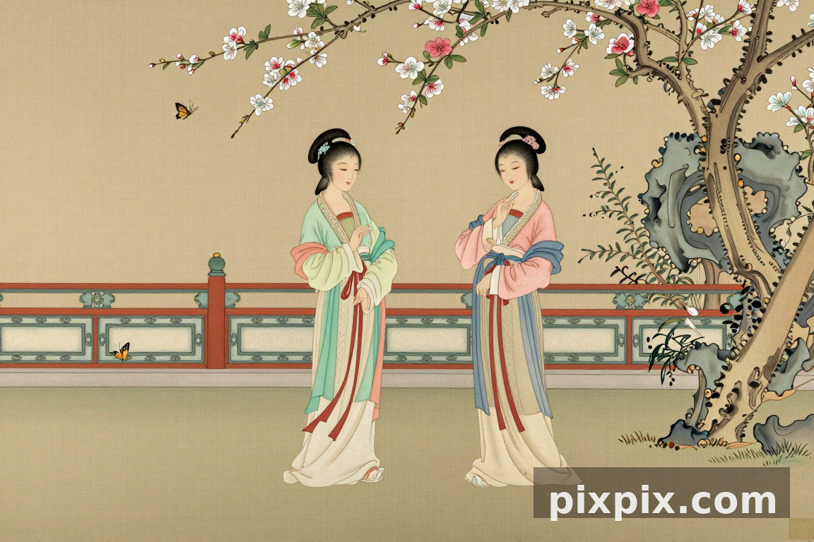 Hofdamen im Garten - Chinese Style