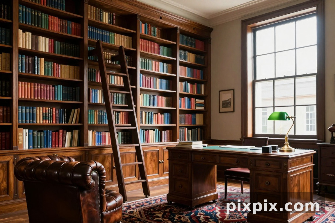 Classic Home Library Study - Interior