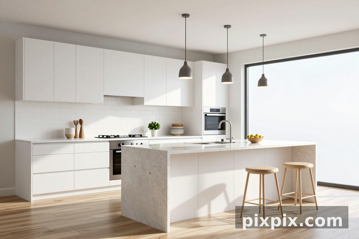 Modern White Kitchen - Interior