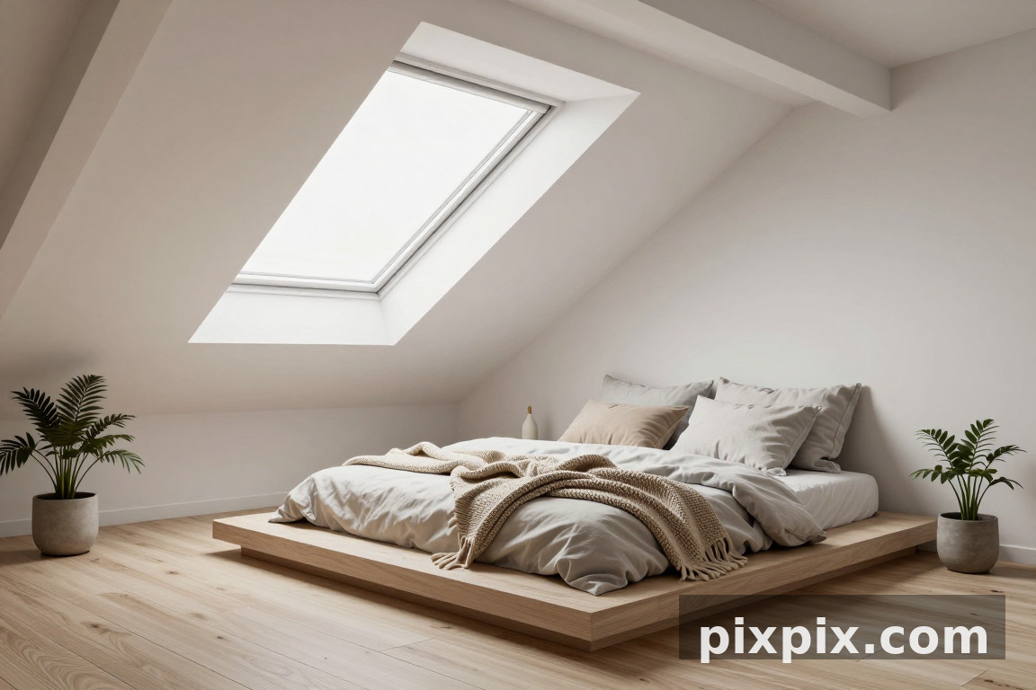Scandinavian Loft Attic Bedroom - Interior