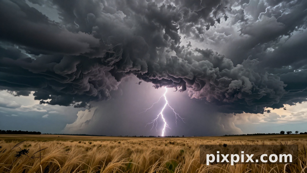 平原上逼近的雷暴 - Landscape