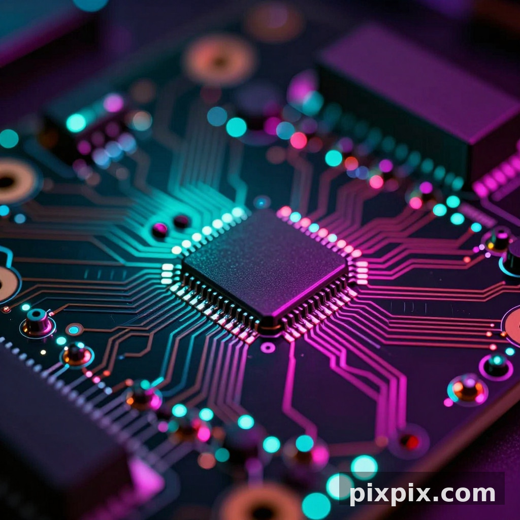 Leiterplatte Neon-Bokeh - Macro