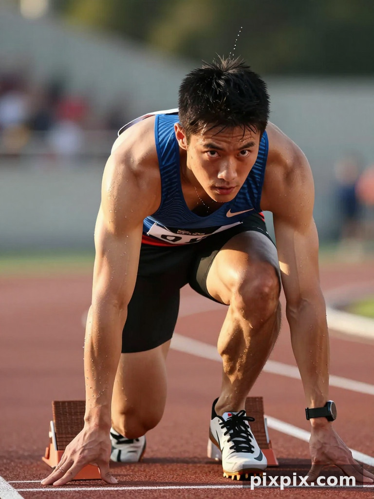 Atleta Velocista na Pista - Portrait