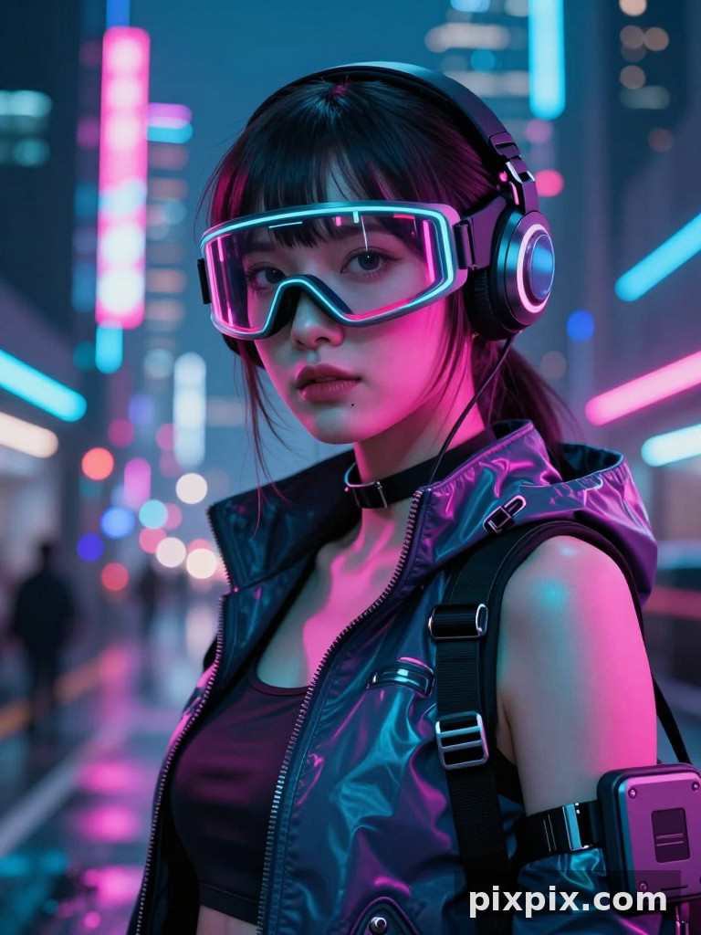 赛博朋克角色扮演霓虹肖像 - 人像