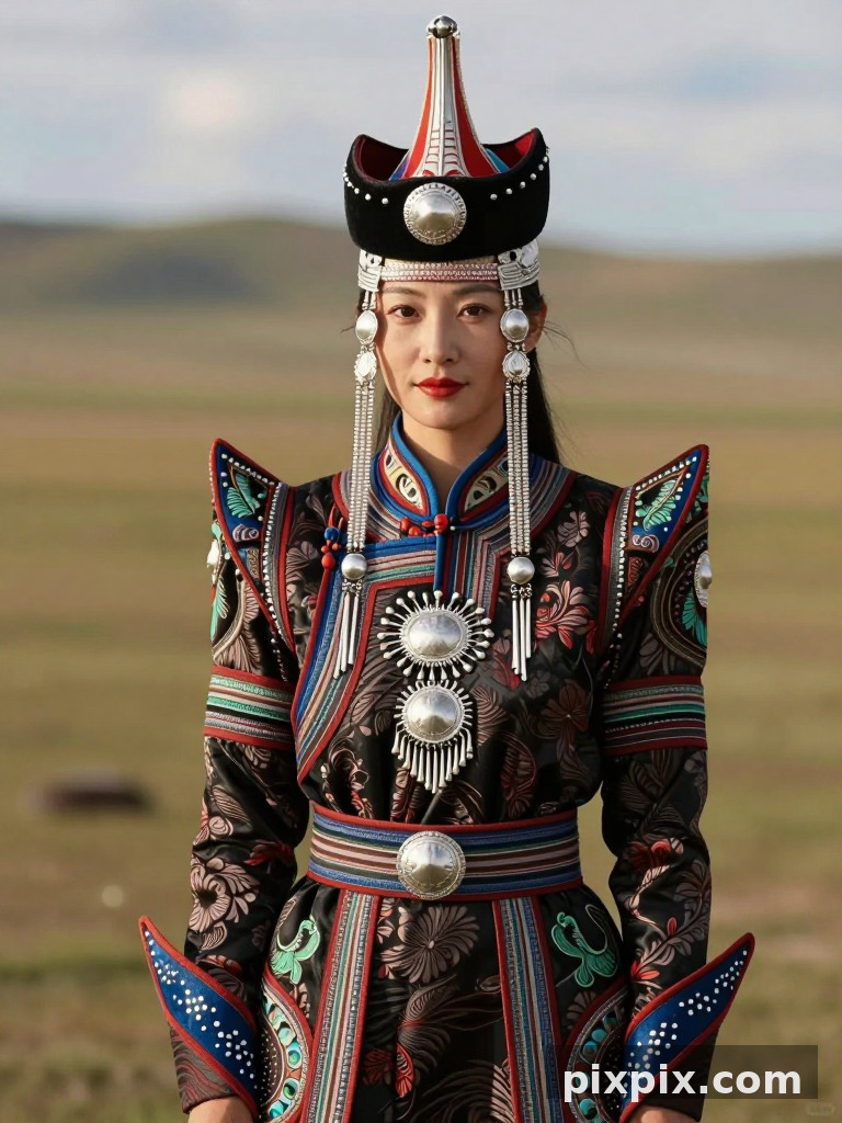 Portrait en costume folklorique mongol - Portrait