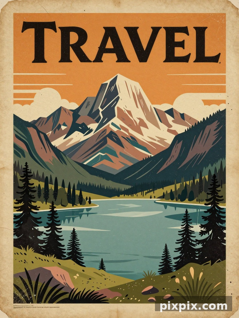 复古做旧旅行印刷海报 - 海报