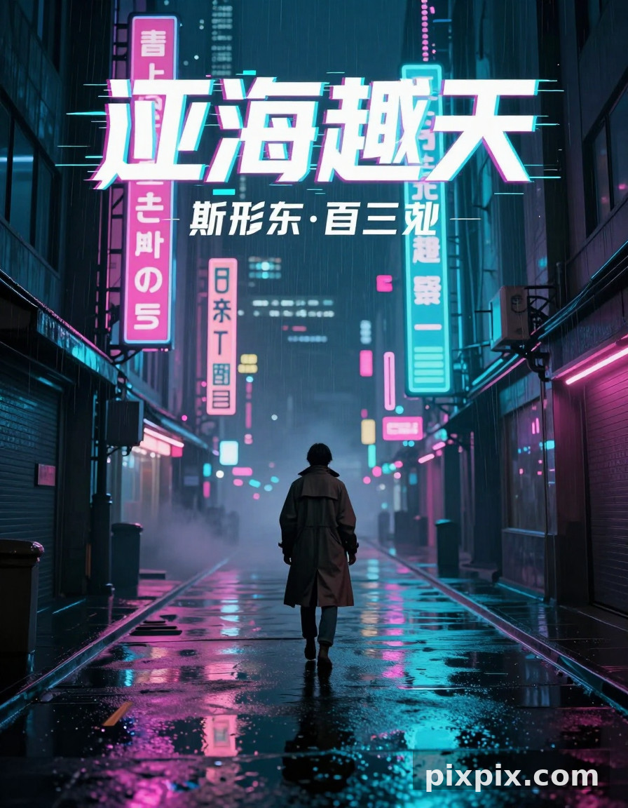 赛博朋克霓虹城市海报 - 海报