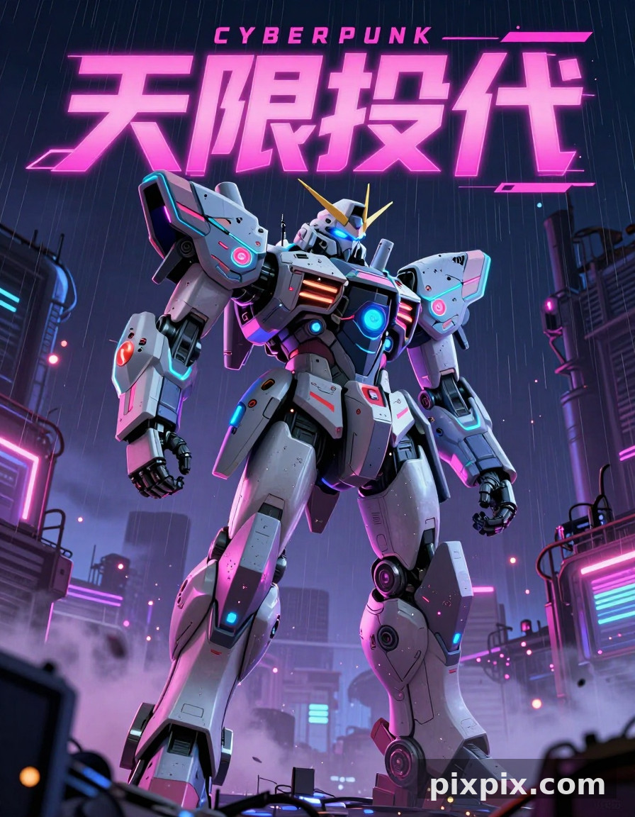 Cartaz Cyberpunk de Splash Mecha - Poster