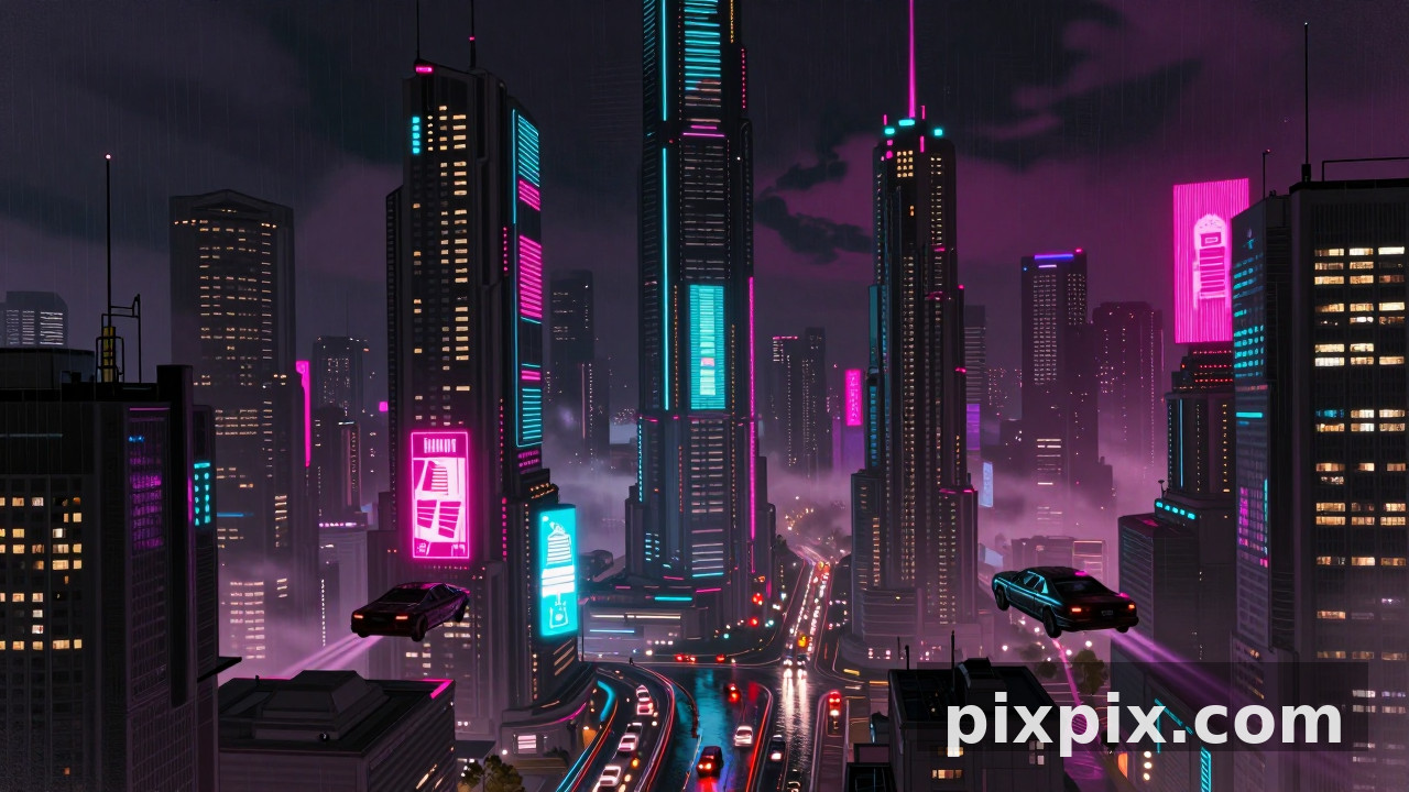 Neon-futuristische Megacity-Skyline - Sci-Fi