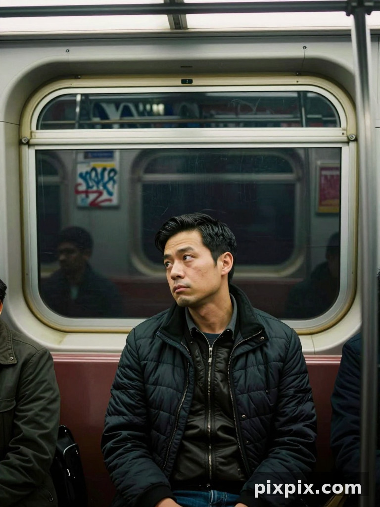 Retrato en la ventanilla del vagón de metro - Street