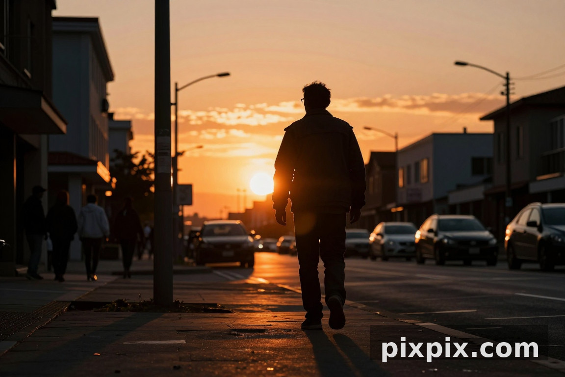 Silhueta em Contraluz ao Pôr do Sol - Street