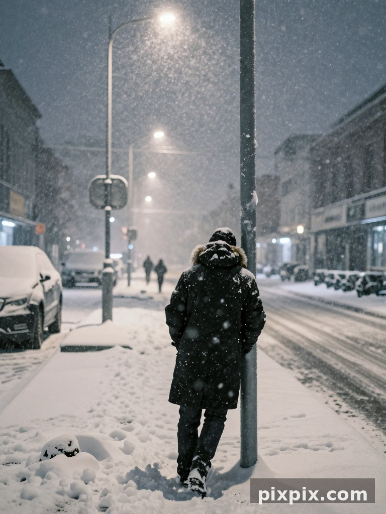 暴风雪中的人影 - 街拍
