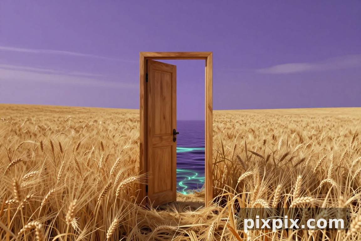 Doorway to Another World in a Wheat Field - Surreal