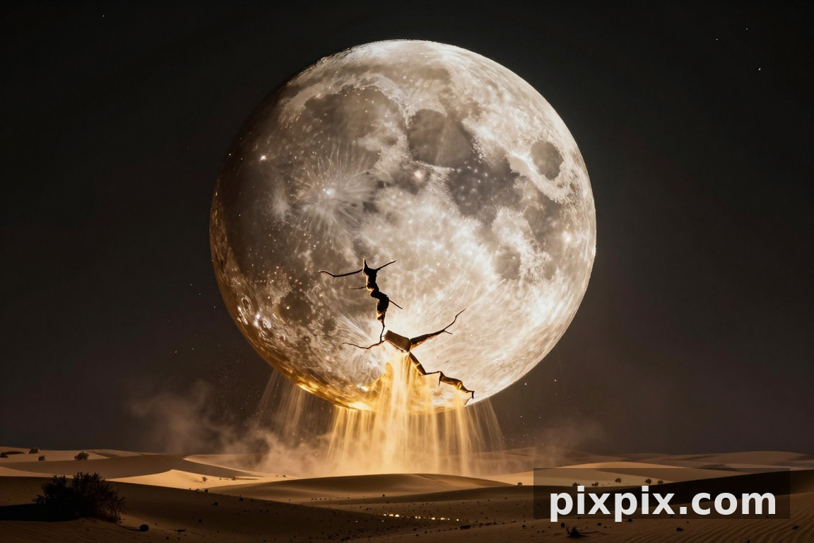 Lune géante se fendant - Surreal