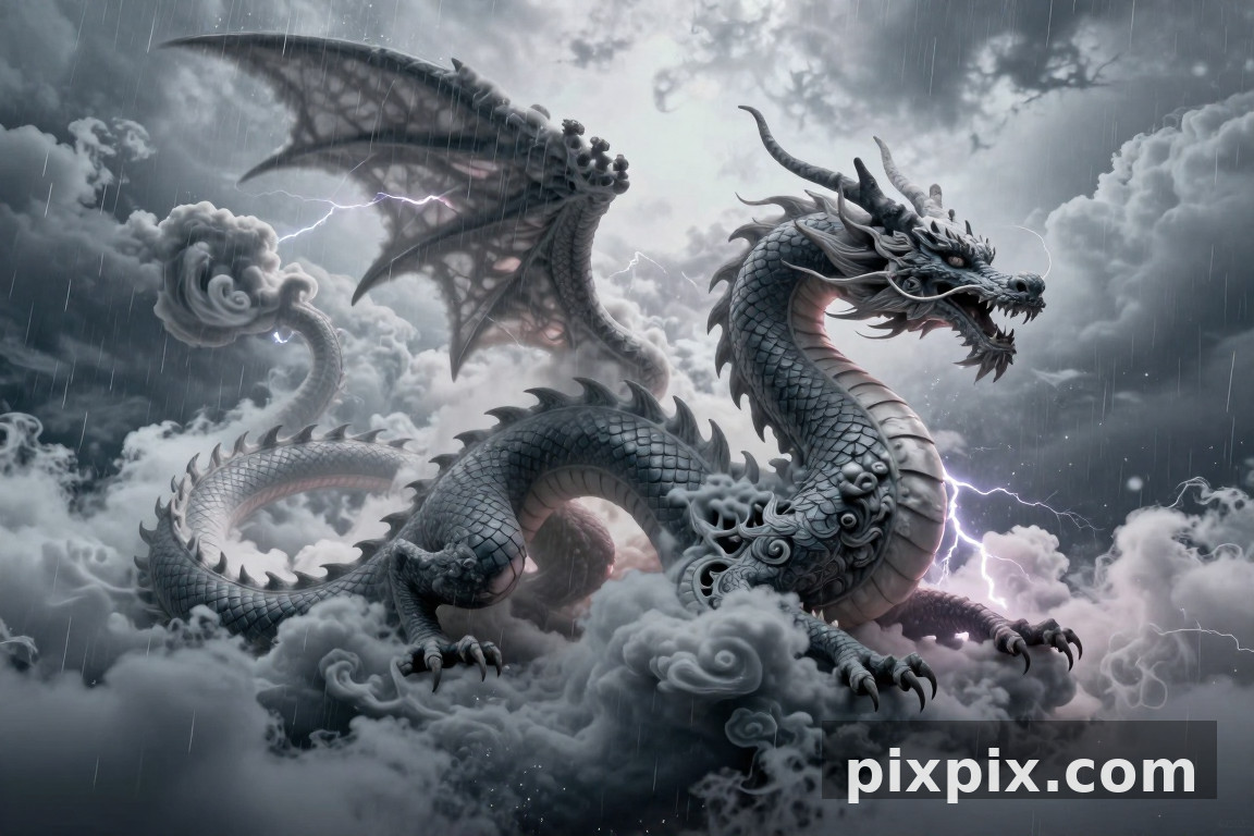 Cloud Dragon Coiling in the Sky - Surreal