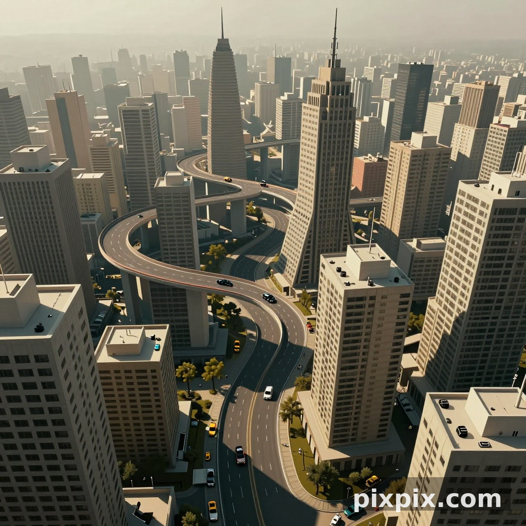 City Folding onto Itself - Surreal