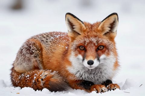 红狐在雪中