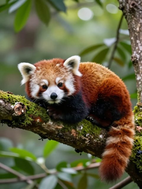 Panda-Vermelho em Galho de Árvore