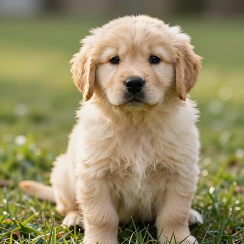 Filhote de Golden Retriever na Grama