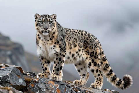 Leopardo-das-Neves em Penhasco Rochoso