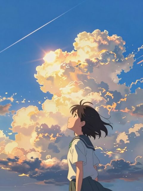 新海风格的天空与航迹云